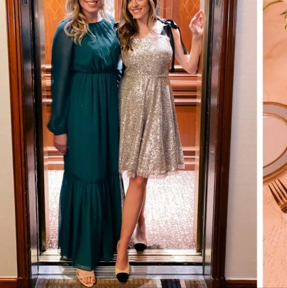 Gal Meets Glam Georgette Dress Maxi Holly Green Dress Size US 2 New With Tags